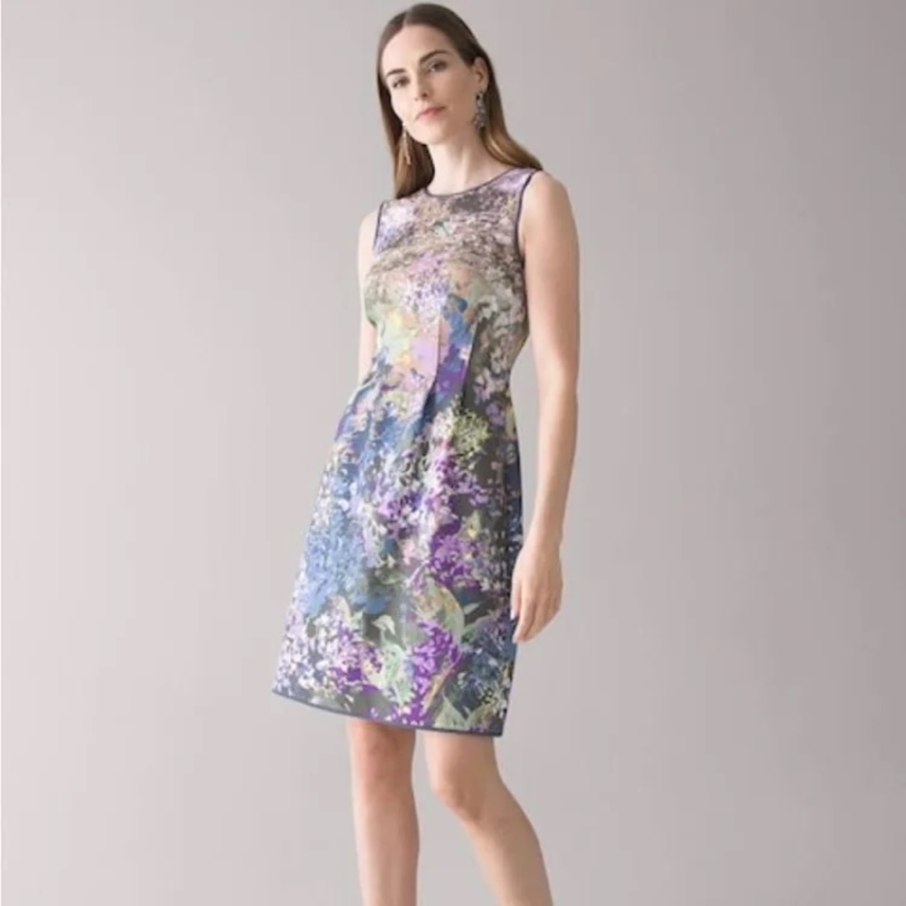 WHBM Watercolor Scuba Dress Lined Size 4
